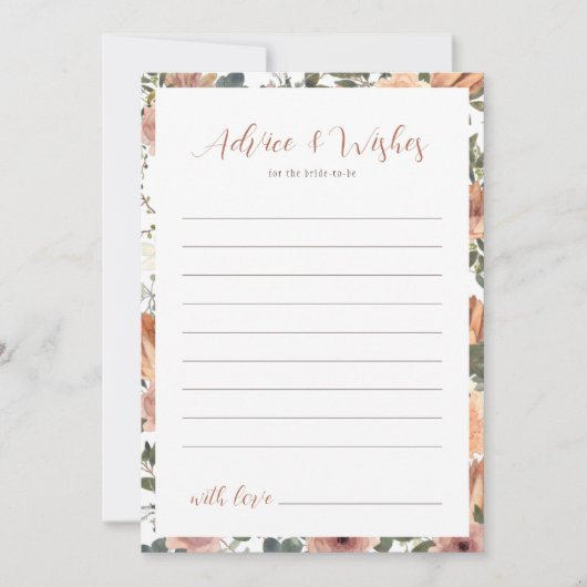 アドバイス&ウィッシュ赤面フローラ秋ブライダルシャワー 招待状 (正面)