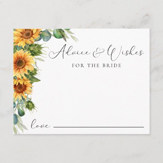 アドバイスfor the花嫁ひまわりブライダルシャワー エンクロージャーカード (正面)
