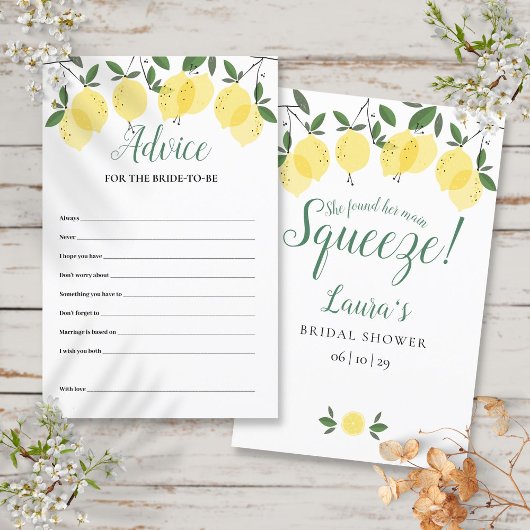 アドバイスfor the Bride Lemonsブライダルシャワーカード