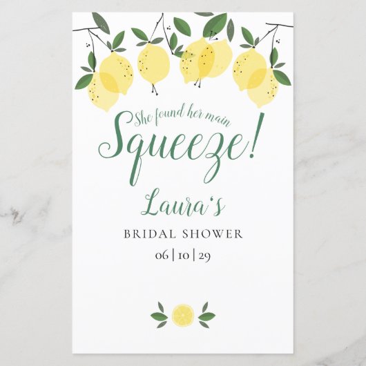 アドバイスfor the Bride Lemonsブライダルシャワーカード (裏面)