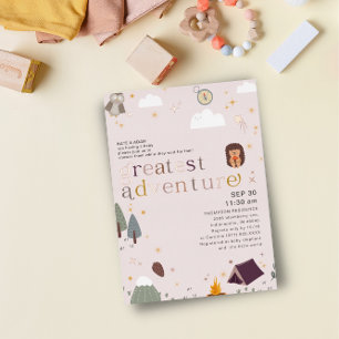 アドバ素晴らしントガールピンクベビーシャワーバラ金ゴールド 箔招待状