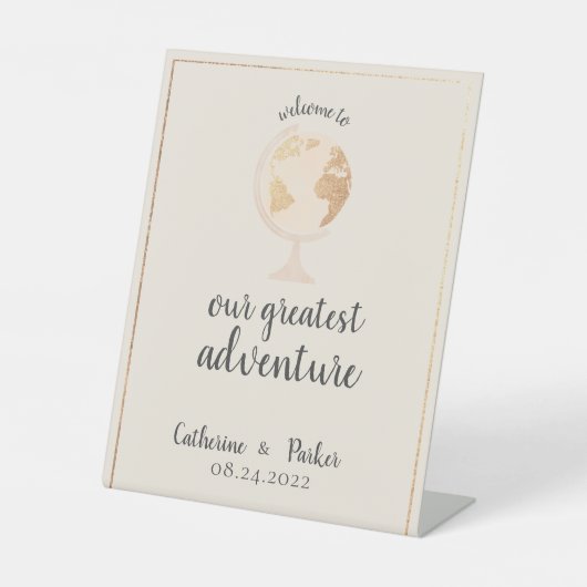 アドバ素晴らしントワールドグローブマップトラベル結婚ズ 台座サイン (正面)