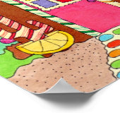 アドビジンジャーブレッドハウス猫フォークアート ポスター (角)