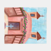 アドビチャーチウォーターカラーニューメキシコカスタム フリースブランケット (正面(横))