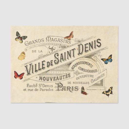 アドフランスのアンドヴィンテージ蝶、デクページ 薄葉紙 (正面)