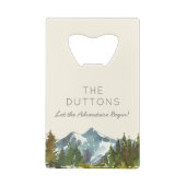 アドベンチャパーソナライズされたー開始結婚式の引き出物 クレジットカード栓抜き (裏面)