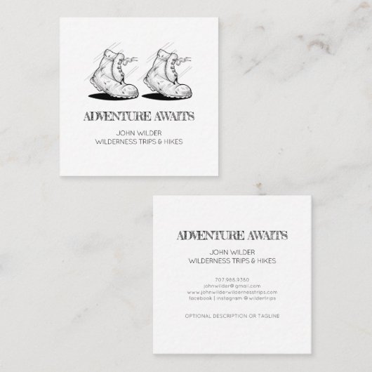 アドベンチャーがアウトドアガイド旅行を待つ スクエア名刺 (正面/裏面)