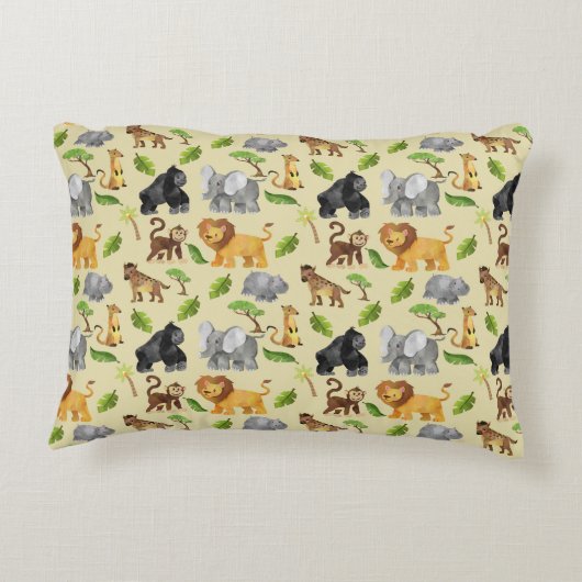 アドベンチャーがサファリジャングル動物のパターンを待つ アクセントクッション (裏面)