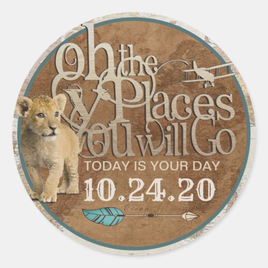 アドベンチャーがステッカーを待つ ラウンドシール (正面)