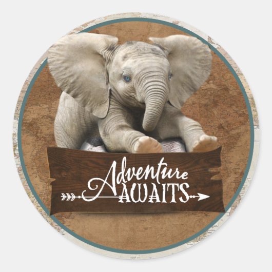アドベンチャーがステッカーを待つ ラウンドシール (正面)