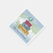 アドベンチャーがスーツケースを待ち遠くに去る スタンダードカクテルナプキン (角)