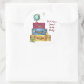 アドベンチャーがスーツケースを待ち遠くに去る ラウンドシール (バッグ)