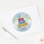 アドベンチャーがスーツケースを待ち遠くに去る ラウンドシール (封筒)