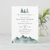 アドベンチャーがツインベビーシャワー招待状 招待状 (スタンド正面)