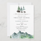 アドベンチャーがツインベビーシャワー招待状 招待状 (正面)