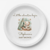 アドベンチャーがテディベアのベビーシャワーを呼び出す ペーパープレート (正面)