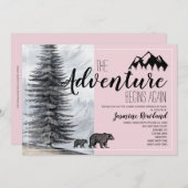 アドベンチャーがベアピンクベビーメールで振りかける 招待状 (正面/裏面)