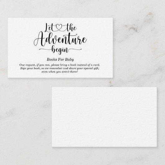 アドベンチャーがベビーシャワー用クラフトブックを待つ エンクロージャーカード (正面/裏面)