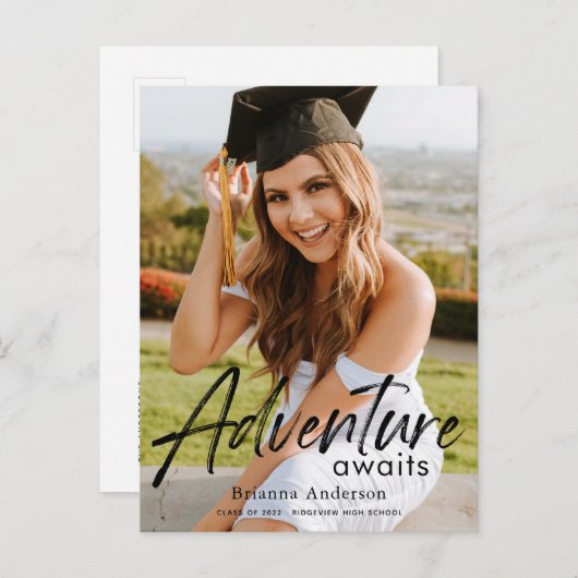 アドベンチャーが写真卒業発表を待つ 案内ポストカード (正面/裏面)