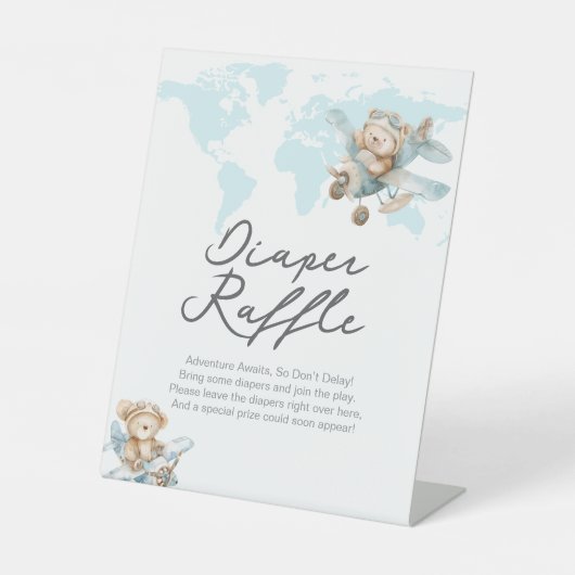 アドベンチャーが可愛いテディおむつラッフルサインを待つ 台座サイン (正面)