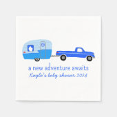 アドベンチャーが可愛いトラック&トレーラーベビーシャワーを待つ スタンダードカクテルナプキン (正面)