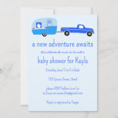 アドベンチャーが可愛いトラック&トレーラーベビーシャワーを待つ 招待状 (正面)