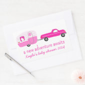 アドベンチャーが可愛いトラック&トレーラーベビーシャワーを待つ 長方形シール (封筒)