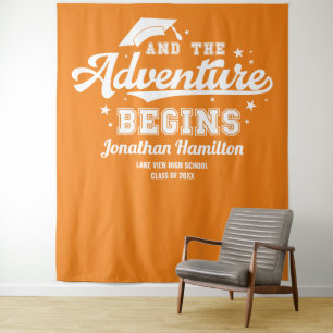アドベンチャーが始まるオレンジの卒業パーティーの背景 タペストリー