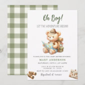 アドベンチャーが始まる かわいいクマの夏のベビーシャワー 招待状 (正面/裏面)