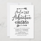 アドベンチャーが始まる！ ブラックベイビーシャワーの引用 招待状 (正面)