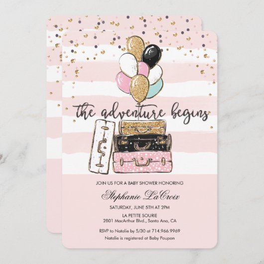 アドベンチャーが始まる ベビーシャワー招待状 招待状 (正面/裏面)