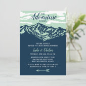 アドベンチャーが始まる！山のスタイルのニュートラルベビーシャワー 招待状 (スタンド正面)