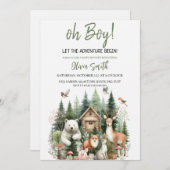 アドベンチャーが始まる！森のベイビーシャワー 招待状 (正面/裏面)