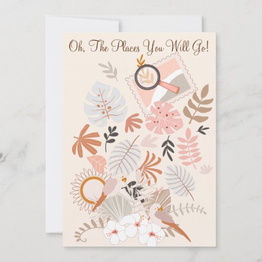 アドベンチャーが小さな探検家ボーホシャワーを待つ 招待状 (裏面)