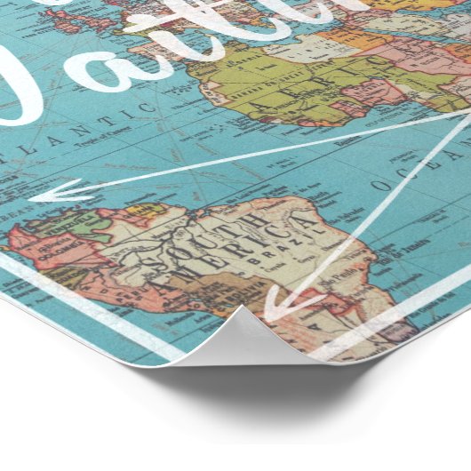 アドベンチャーが待っているヴィンテージの世界地図 ポスター (角)