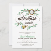 アドベンチャーが待っている水彩ベイビーシャワー 招待状 (正面)