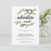 アドベンチャーが待っている水彩ベイビーシャワー 招待状 (スタンド正面)