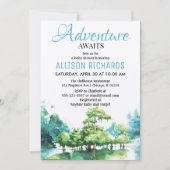 アドベンチャーが待っている フォレスト ウォーター ベイビー シャワー 招待状 (正面)