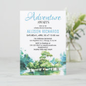 アドベンチャーが待っている フォレスト ウォーター ベイビー シャワー 招待状 (スタンド正面)