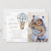 アドベンチャーが待っている！熱気球の誕生日写真 招待状 (正面)