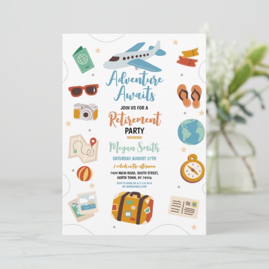アドベンチャーが待つ引退パーティー バケーション ホリデー 招待状 (スタンド正面)