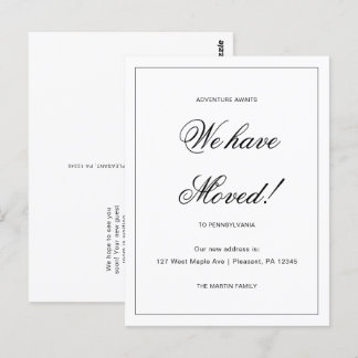 アドベンチャーが新しいアドレスの移行発表を待つ ポストカード