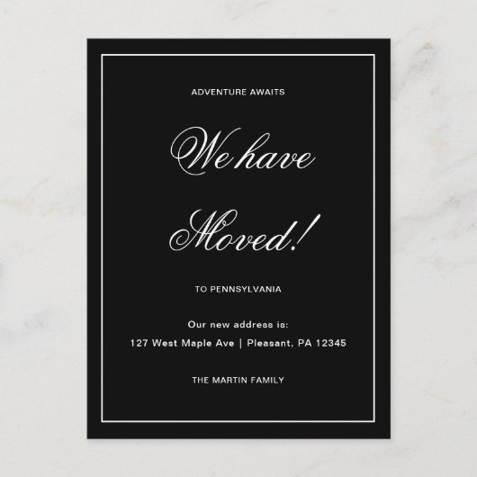 アドベンチャーが新しいアドレスの移行発表を待つ ポストカード (正面)