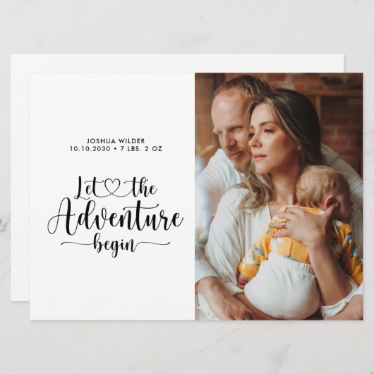 アドベンチャーが新しい親とベビーの写真誕生を開始 案内状 (正面/裏面)