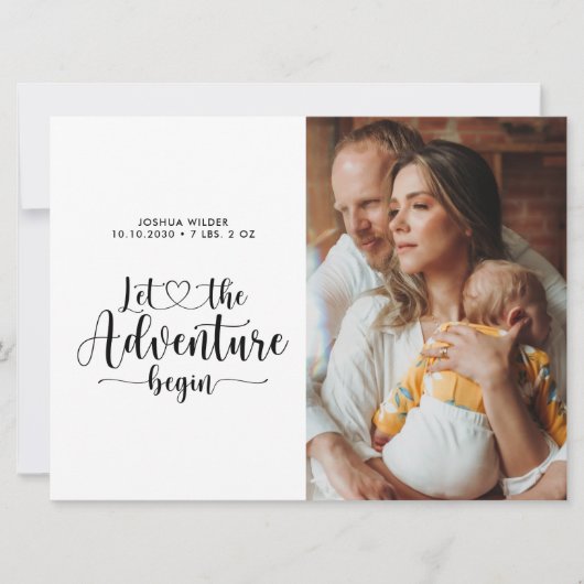 アドベンチャーが新しい親とベビーの写真誕生を開始 案内状 (正面)