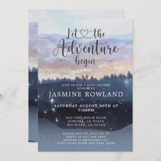 アドベンチャーが森のベビーシャワー招待状 招待状 (正面/裏面)