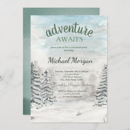アドベンチャーが森の雪の引退を待つ 招待状 (正面/裏面)