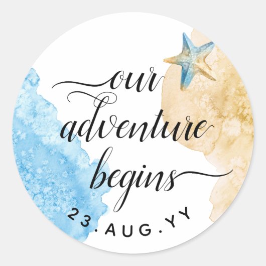 アドベンチャーが水の色の沿岸ビーチ結婚式を開始 ラウンドシール (正面)