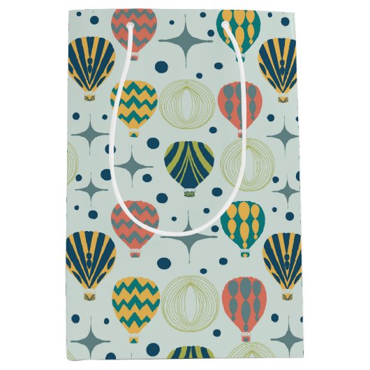 アドベンチャーが熱気球ブルーを待つ ミディアムペーパーバッグ (正面)