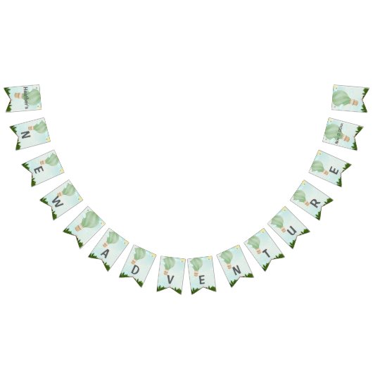 アドベンチャーが赤ちゃんシャワーを待つ|名前をカスタムする&デート バンティングフラッグ (全)